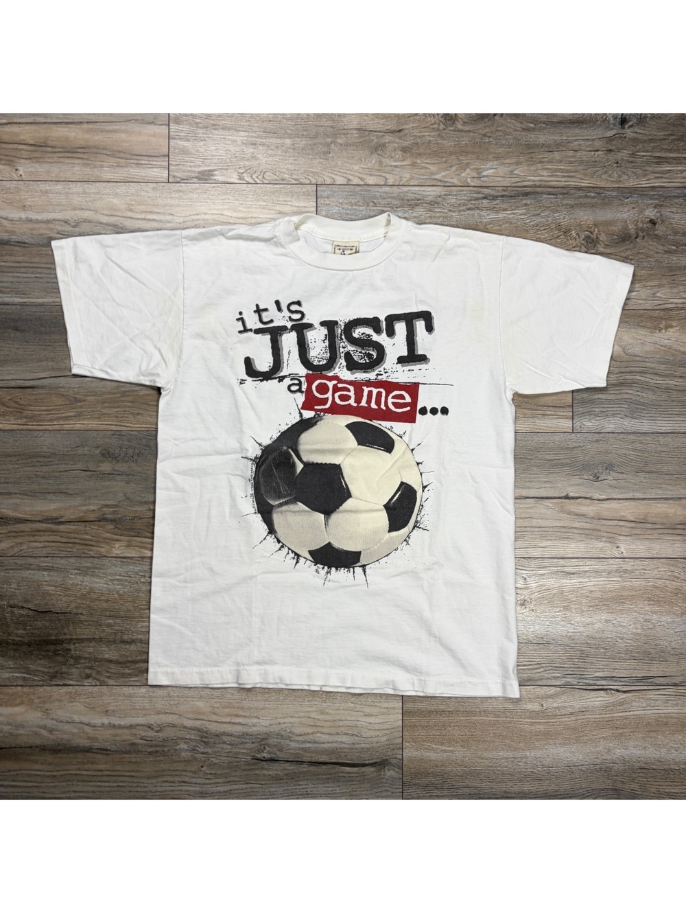 90’s Life is Good soccer graphic white T-shirt